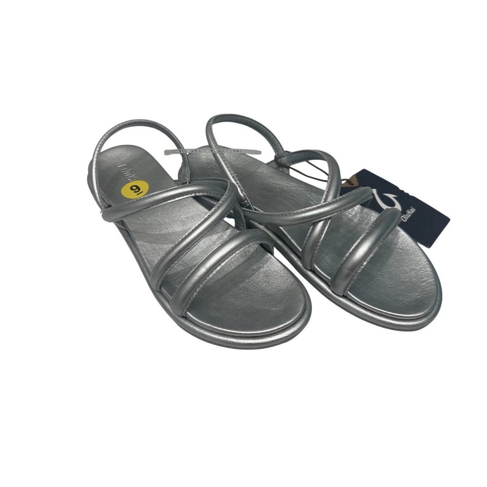 OluKai Silver Strappy Flat Sandals